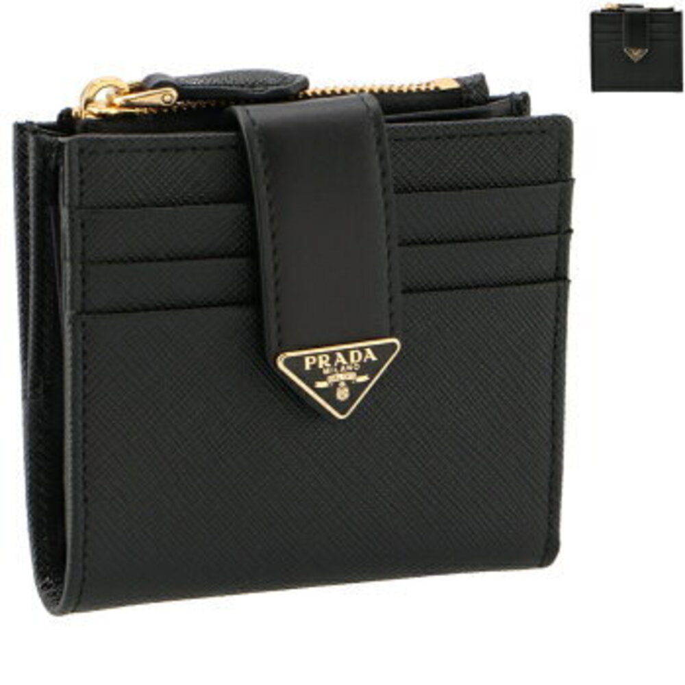 Prada Bifold Wallet Triangle Logo Saffiano Tab Coin Purse